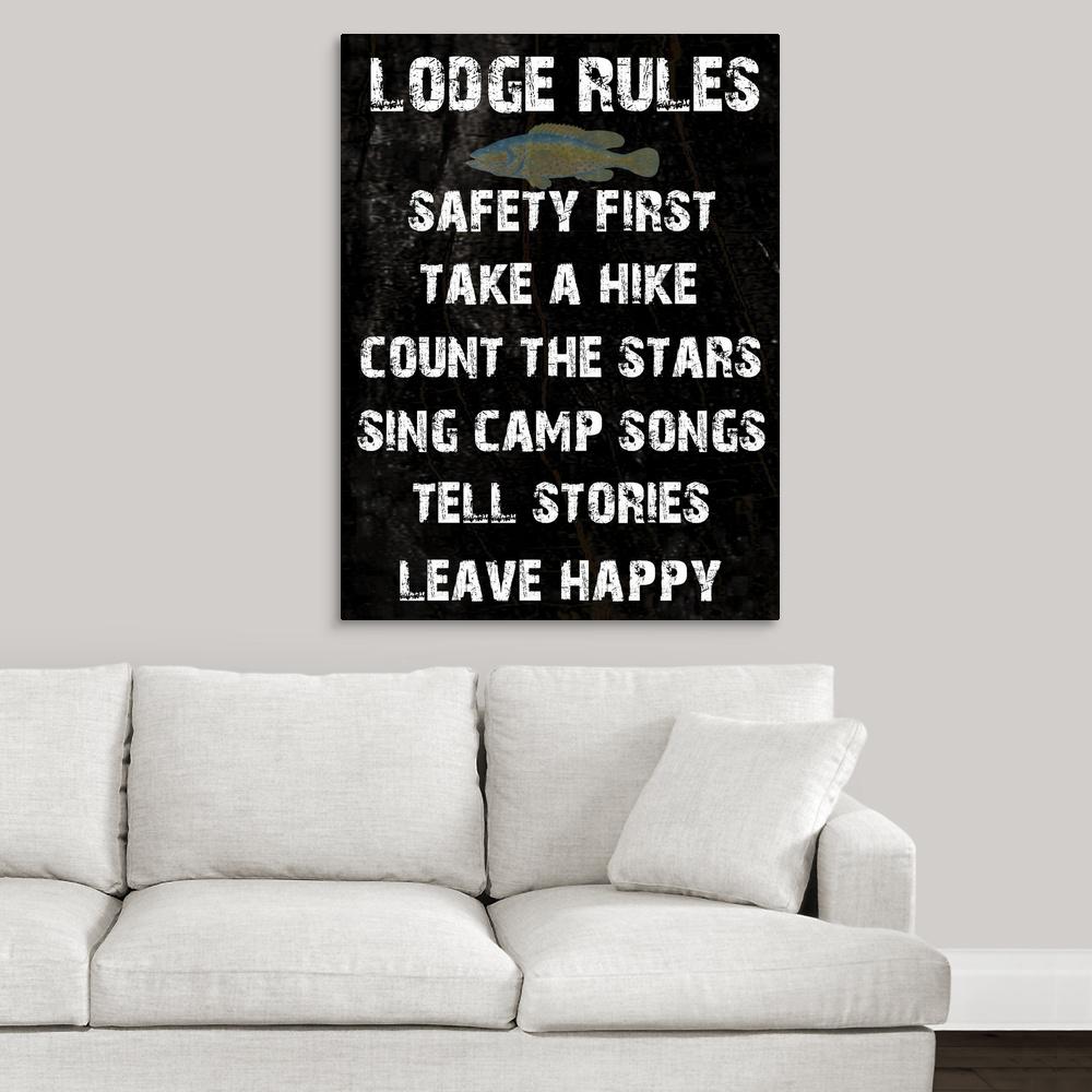 Greatbigcanvas Lodge Rules By Sheldon Lewis Canvas Wall Art 2387212 24 30x40 The Home Depot