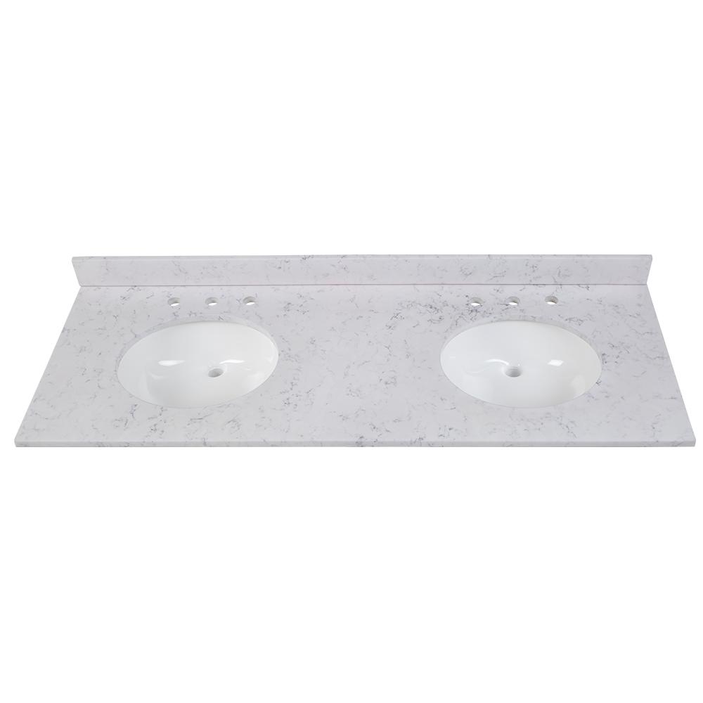 Home Decorators Collection 61 In W X 22 D Solid Surface Double Sink Vanity Top Silver Ash With White Sinks Ss61r Ah The Depot - 61 Inch Double Sink Vanity Top Home Depot Home Decorators Collection 61 In W X 22 D Solid Surface Double Sink Vanity Top Silver Ash With White Sinks Ss61r Ah The Depot - 61 Inch Double Sink Vanity Top Home Depot