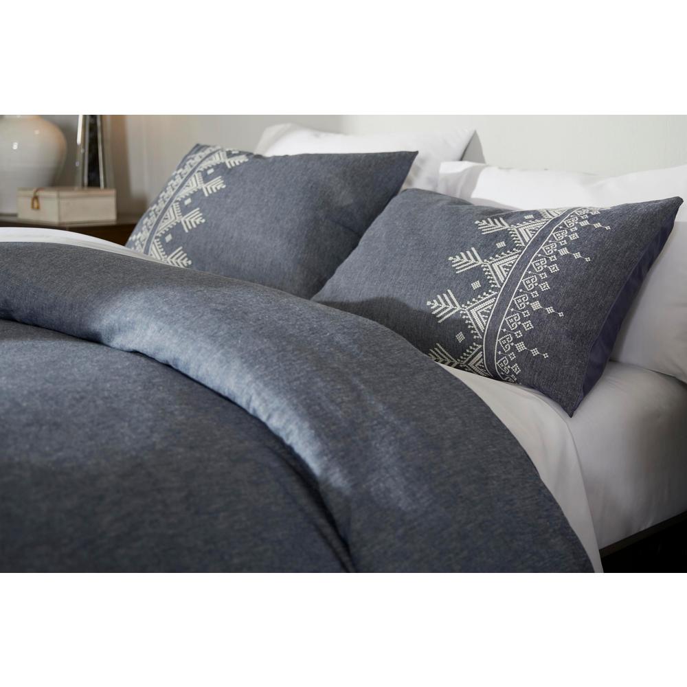 Home Decorators Collection Roanne 3 Piece Steel Blue Embroidered