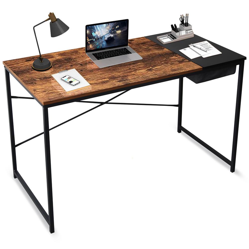 Desk White /& Chrome X-Shaped Legs Rectangular With 2 Drawers 42/" x 19/" x 31/"H
