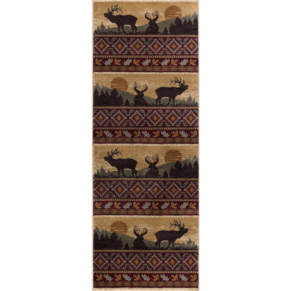 Tayse Rugs Nature Red 3 Ft X 7 Lodge Runner Rug