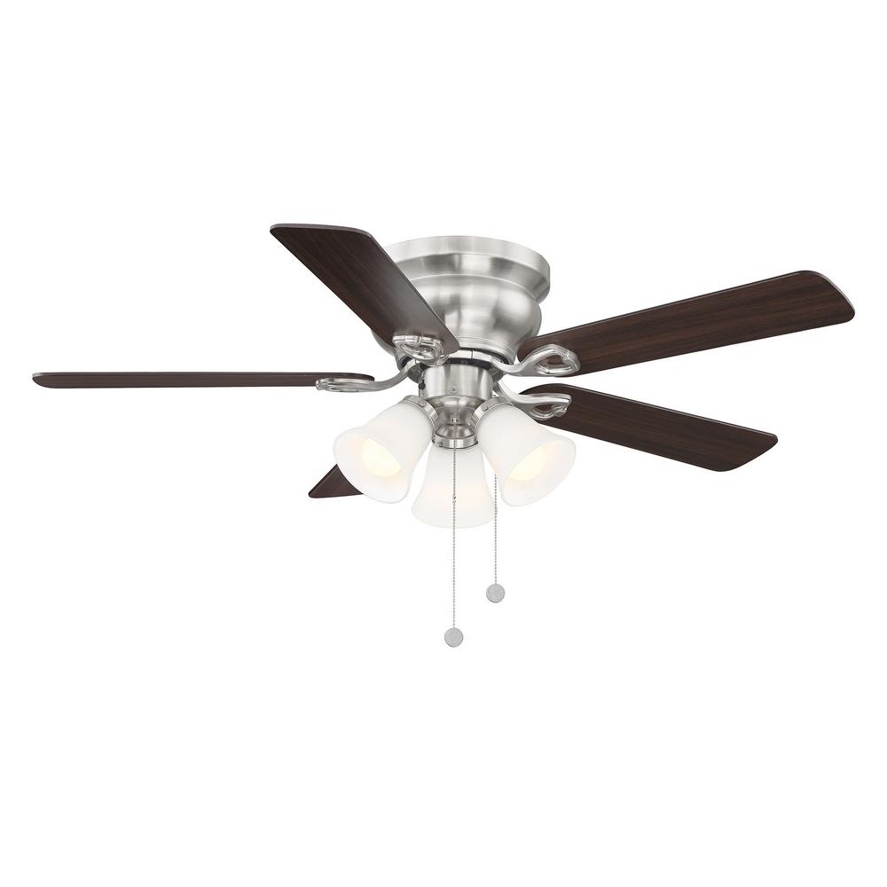 Led Indoor Brushed Nickel Ceiling Fan, Ceiling Light Fans Home Depot