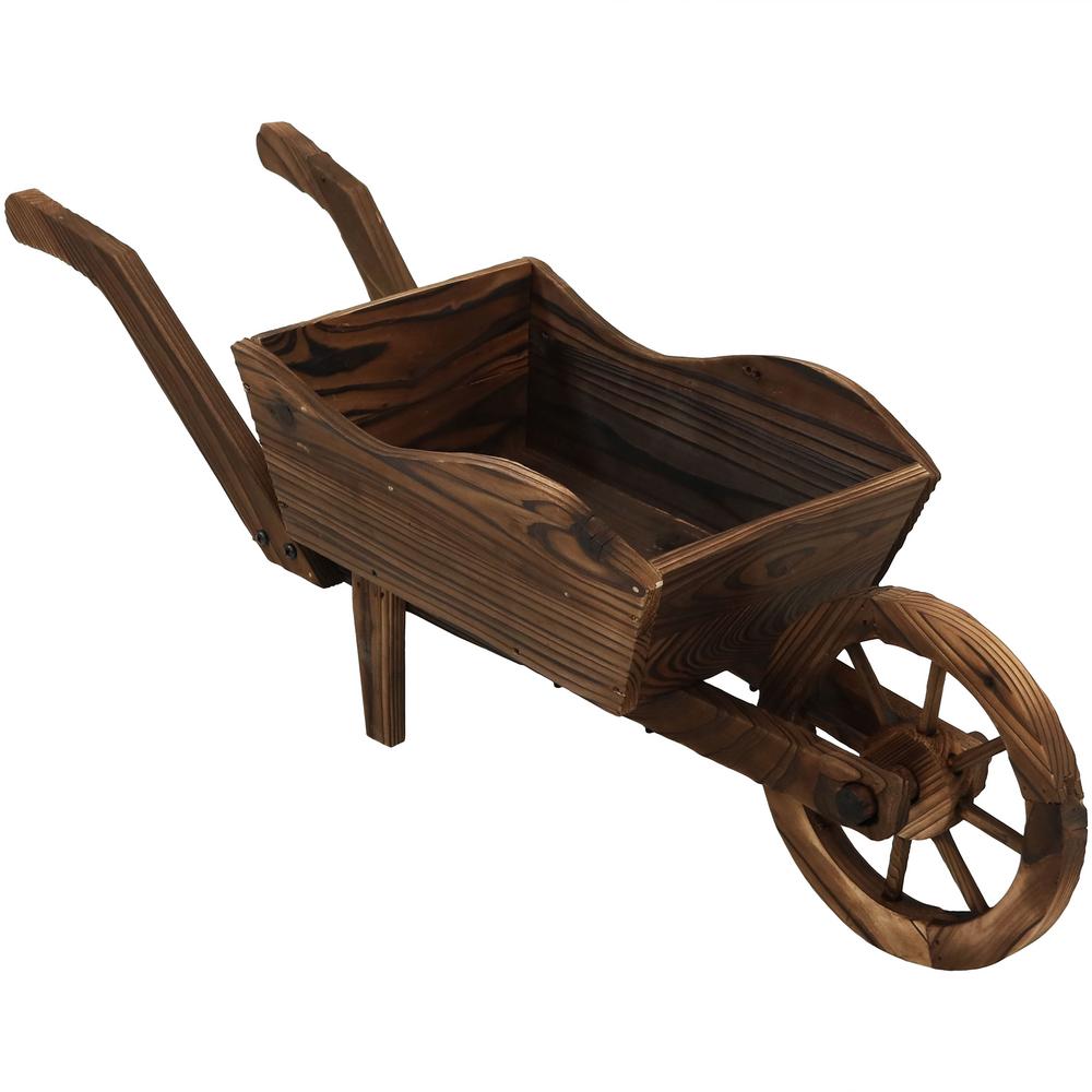 Sunnydaze Decor Wooden Decorative Wheelbarrow Planter Dsl 674 The