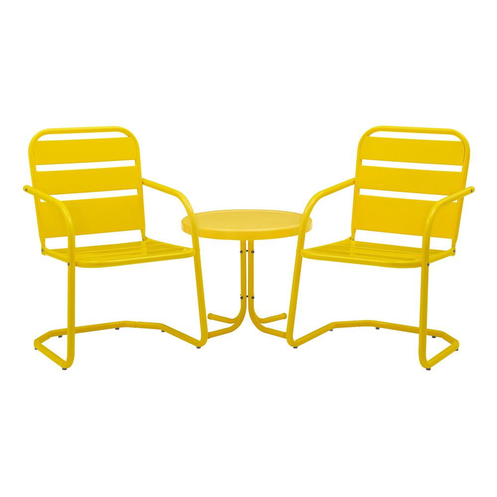 Crosley Furniture Brighton Yellow Metal 3 Piece Patio Conversation Set Ko10013ye The Home Depot