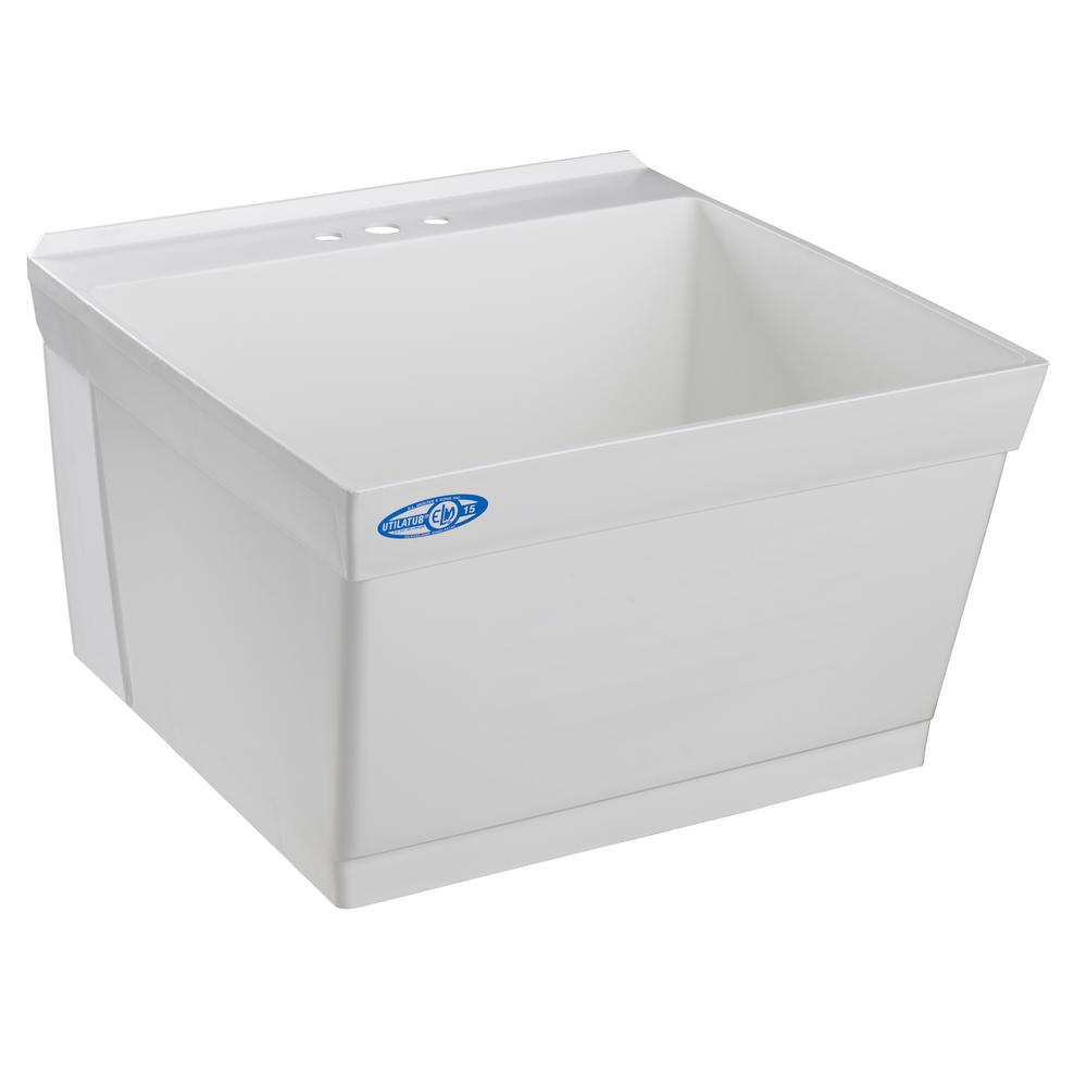 Mustee 23 In X 23 In Composite Wall Mount Laundry Tub