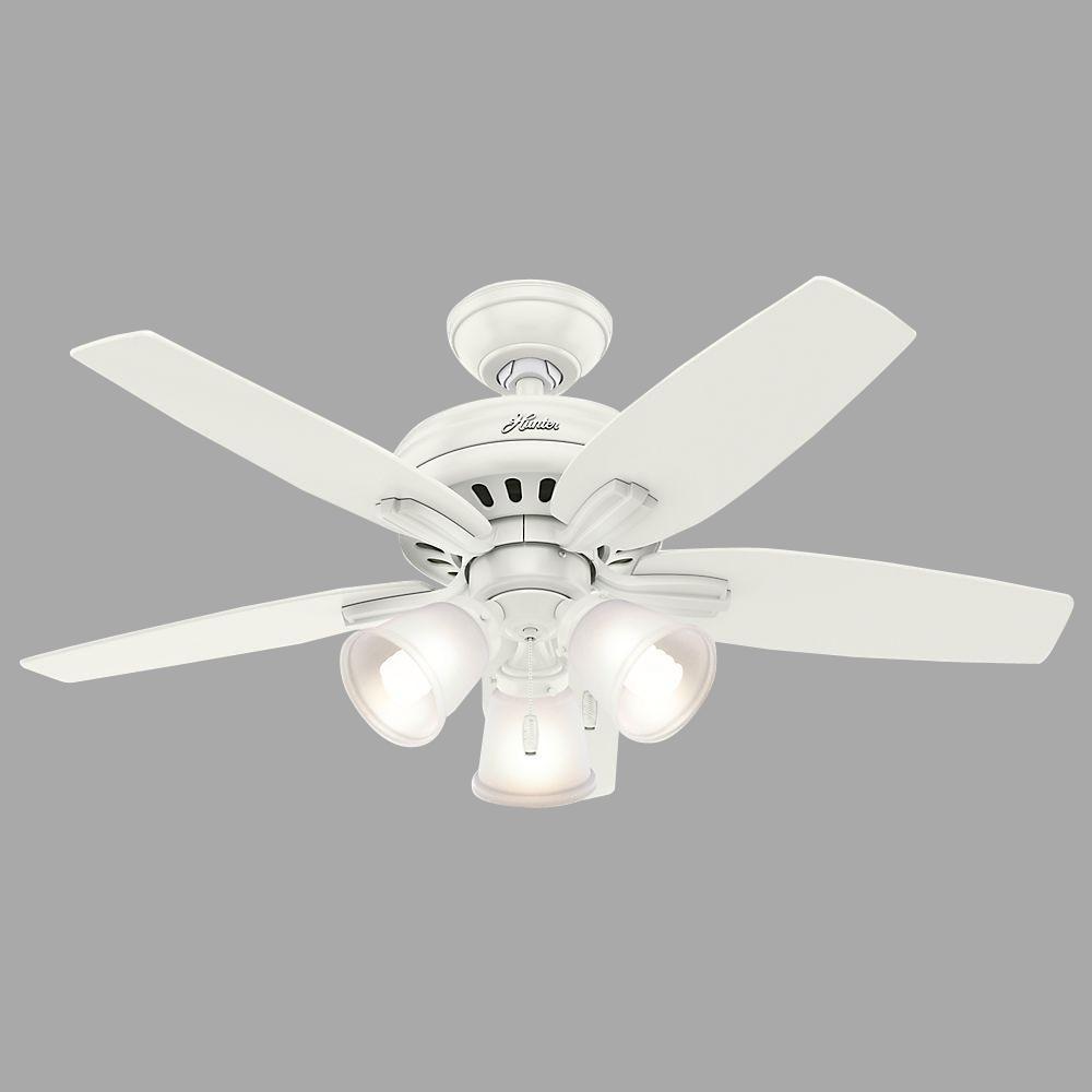 Hunter Newsome 42 In Indoor Fresh White Ceiling Fan With 3 Light 42 In Indoor Fresh White Ceiling Fan