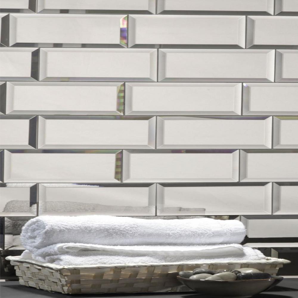 Abolos Reflections L And Stick Silver Beveled Subway 3 In X 12