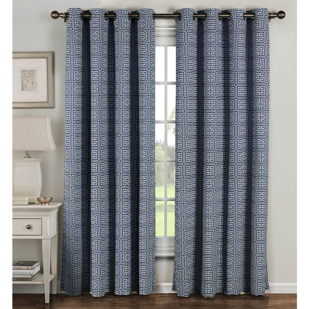 Window Elements Semi Opaque Greek Key Cotton Blend Extra Wide 96 In Window Elements Semi Opaque Greek Key Cotton Blend Extra Wide 96 In L Grommet