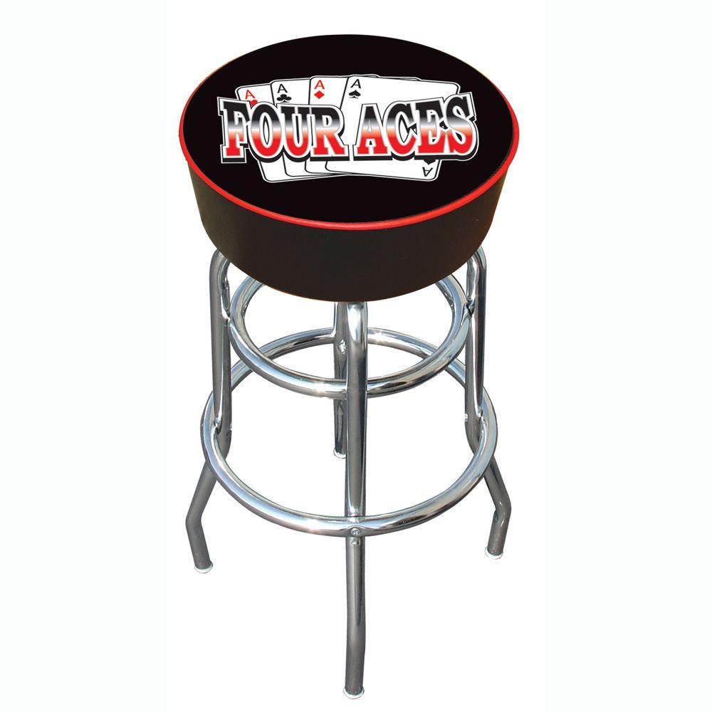 Trademark Black Camaro 31 in. Chrome Swivel Cushioned Bar StoolGM1000