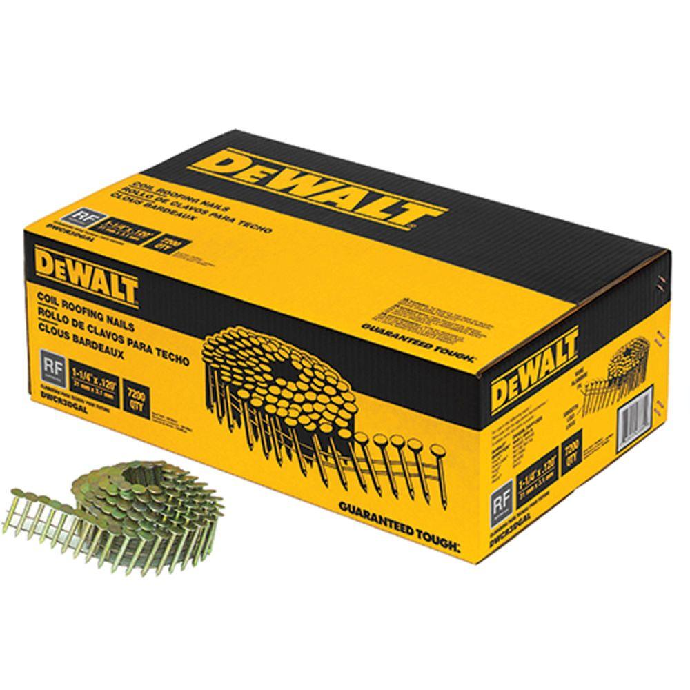 DEWALT 11/4 in. x 0.120Gauge Wire ElectroGalvanized Steel Coil Roofing Nails (7,200Pack