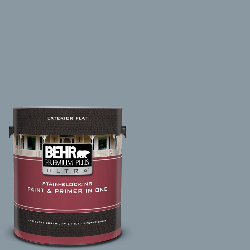 Behr Premium Plus Ultra 1 Gal N490 4 Teton Blue Flat Exterior N490 4 Teton Blue Flat Exterior Paint And Primer In One