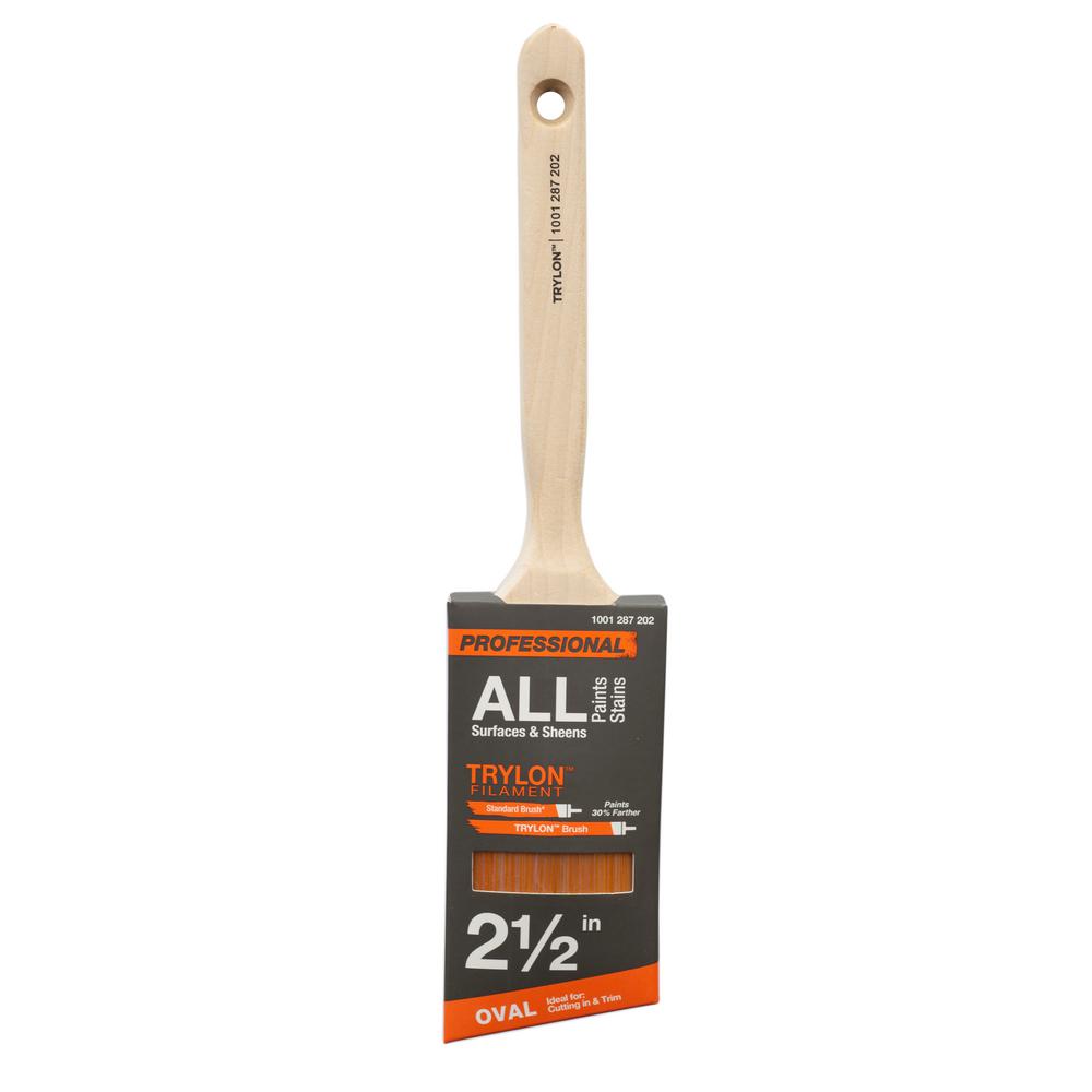 PRO 2.5 in. Trylon Oval Angled Sash Paint BrushHD 3325 N The Home Depot