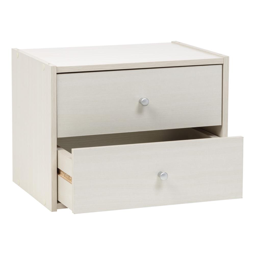 Iris Tachi Off White Modular Wood Stacking Storage Box With Drawer