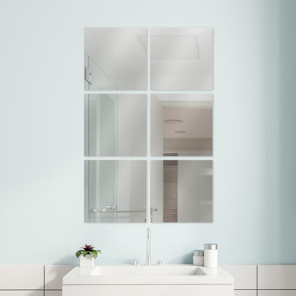 Plain Edge Mirror Tiles 6 Pack, Table Centerpiece Mirror Tile