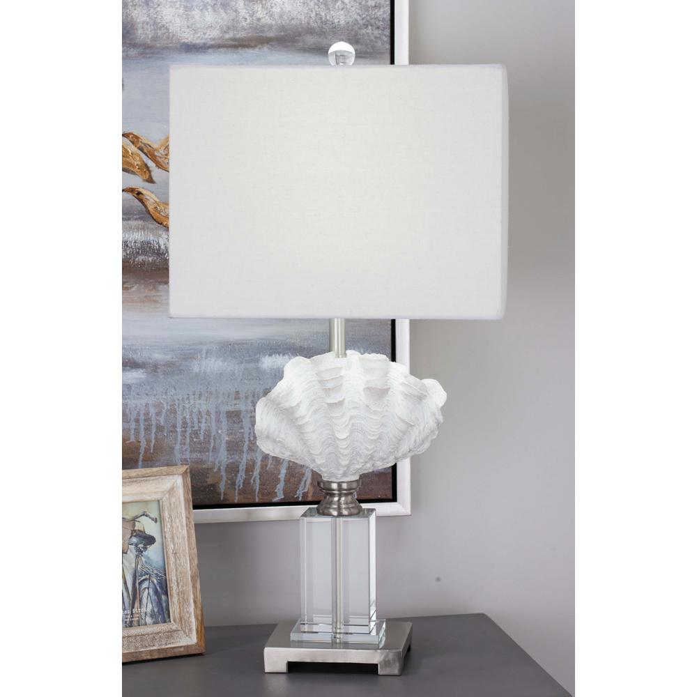 28 In Coastal Living White And Silver Polystone Table Lamp