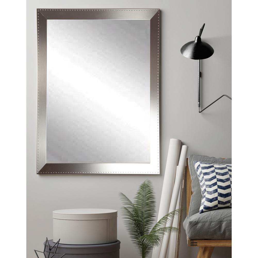 BrandtWorks Large Rectangle Silver Hooks Modern Mirror (53 in. H x 30 ...