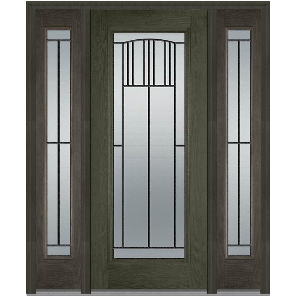 60 X 80 Clic Decorative Iron Details Fibergl Doors 60 In X 80 Madison Right Hand Inswing Full Lite Decorative Stained