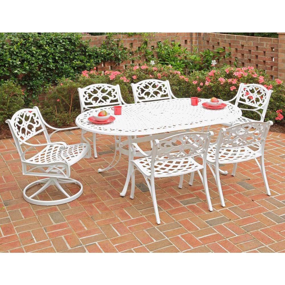 Biscayne Patio Furniture Outdoors The Home Depot Biscayne White 7 Piece Patio