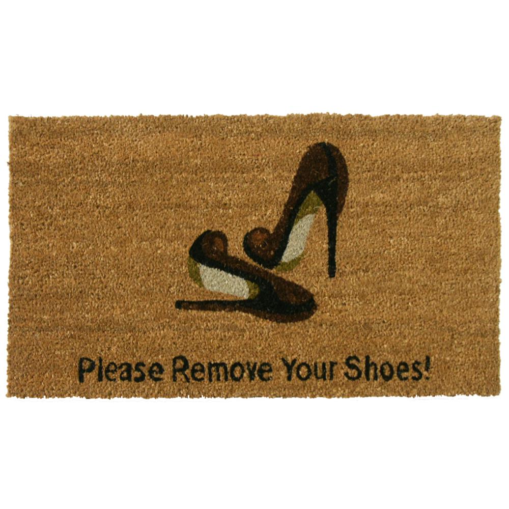 Rubber-Cal Welcome and Please Remove your Shoes 18 inch x 30 inch Door Mat by Rubber-Cal