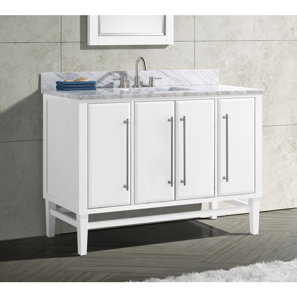 Avanity Mason 48 In Bath Vanity Cabinet Only In White With Silver Trim Mason V48 Wts The Home Depot