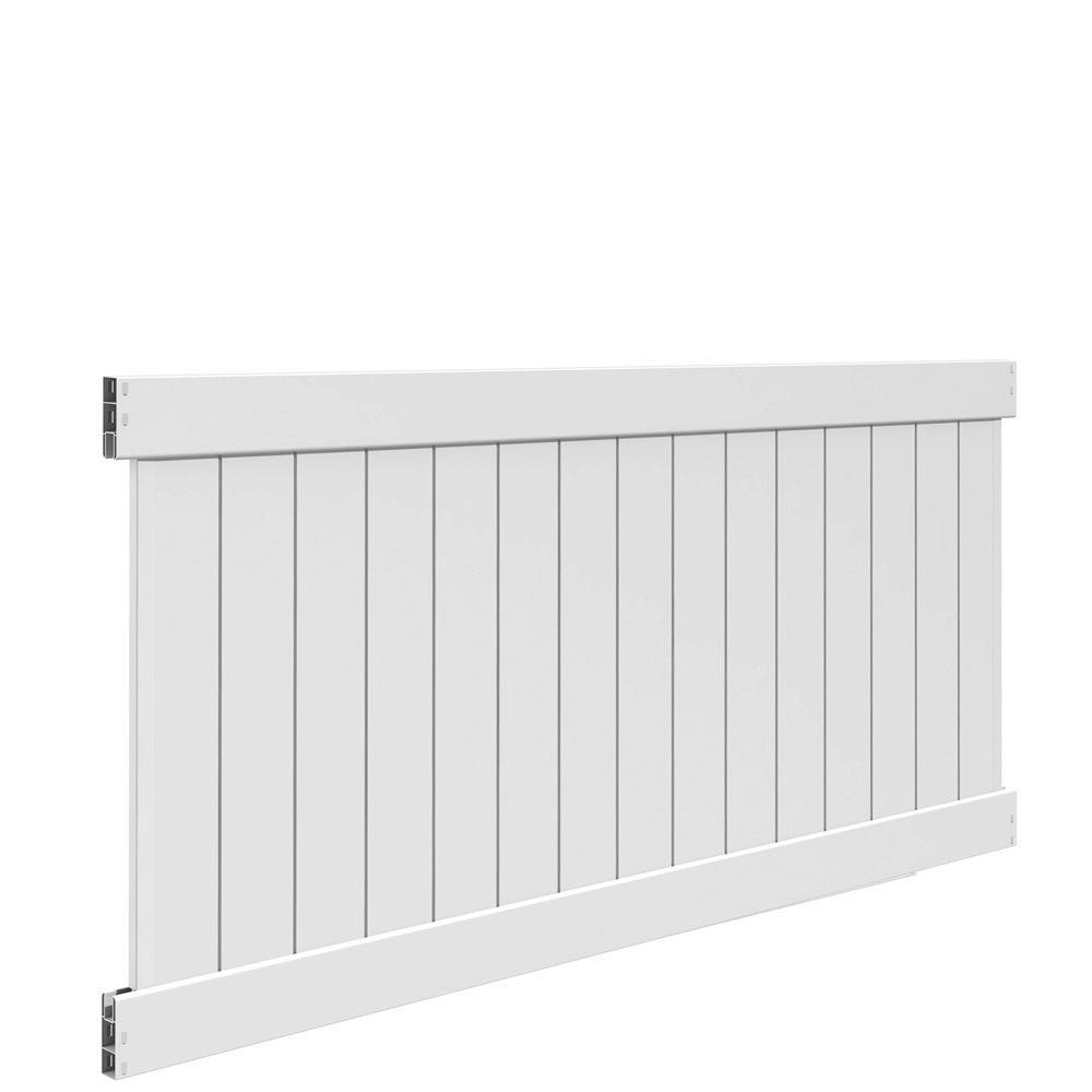 Veranda Bryce 4 ft. H x 8 ft. W White Vinyl UnAssembled Fence Panel