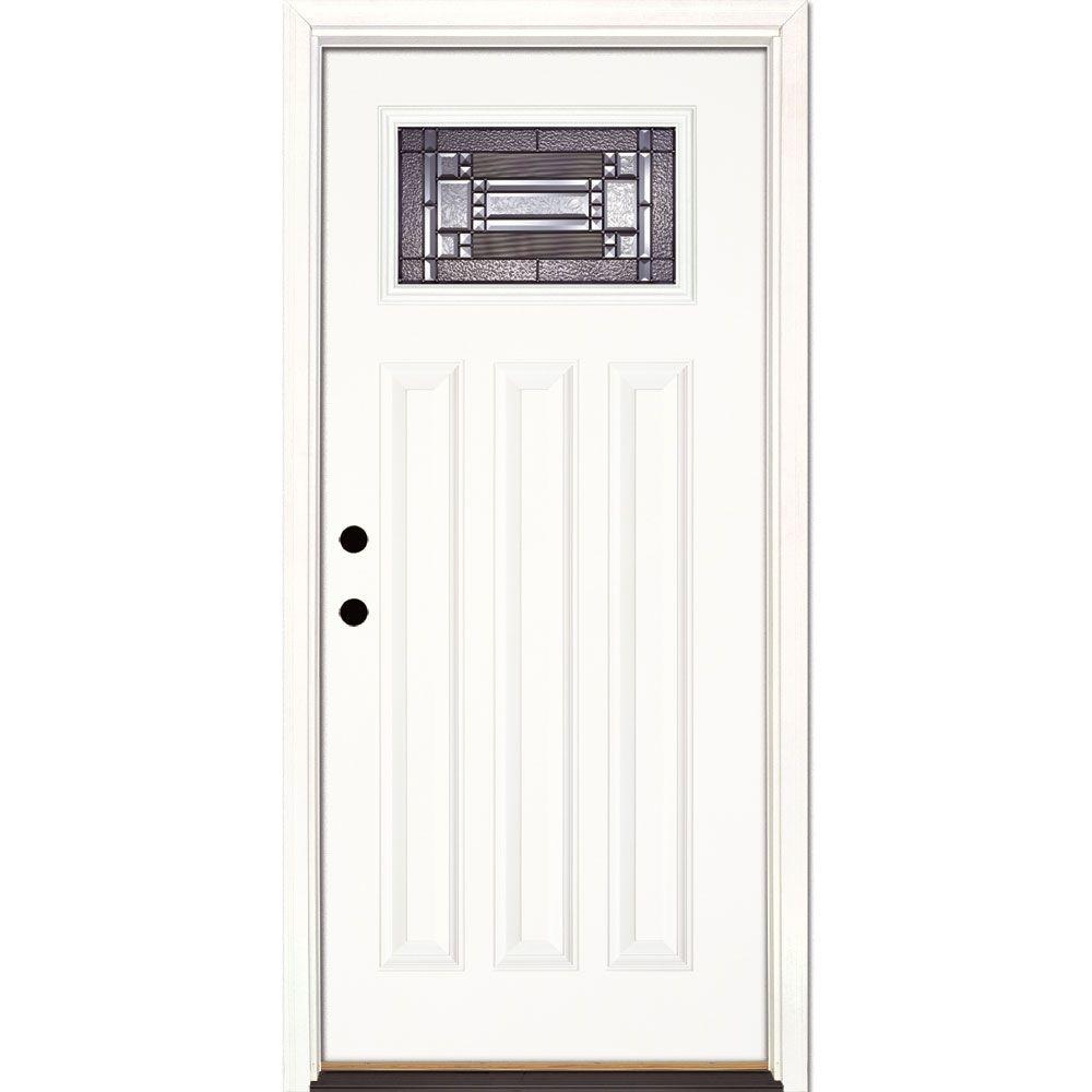 Feather River Doors 37.5 in. x 81.625 in. Preston Patina Craftsman Unfinished Smooth RightHand