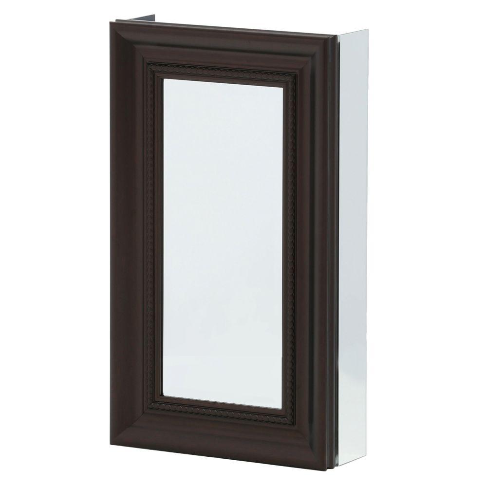 Jensen Studio V 15 In W X 25 In H X 5 In D Recessed Surface Mount Bathroom Medicine Cabinet With Bronze Frame S568n244ssbzpx The Home Depot