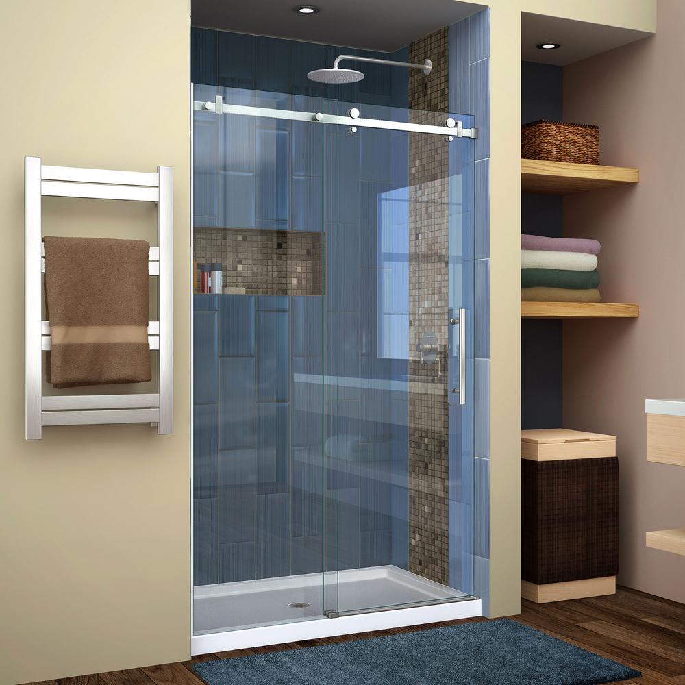 Dreamline Enigma Air 44 In To 48 X 76 Frameless Sliding Frameless Sliding Shower Door In Brushed Stainless Steel
