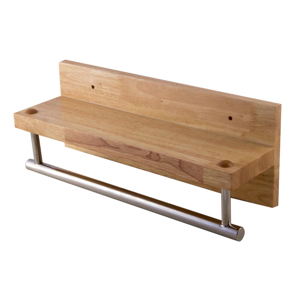 Wood Towel Bars Bathroom Hardware The Home Depot Wall Mount Towel Bar In Wood