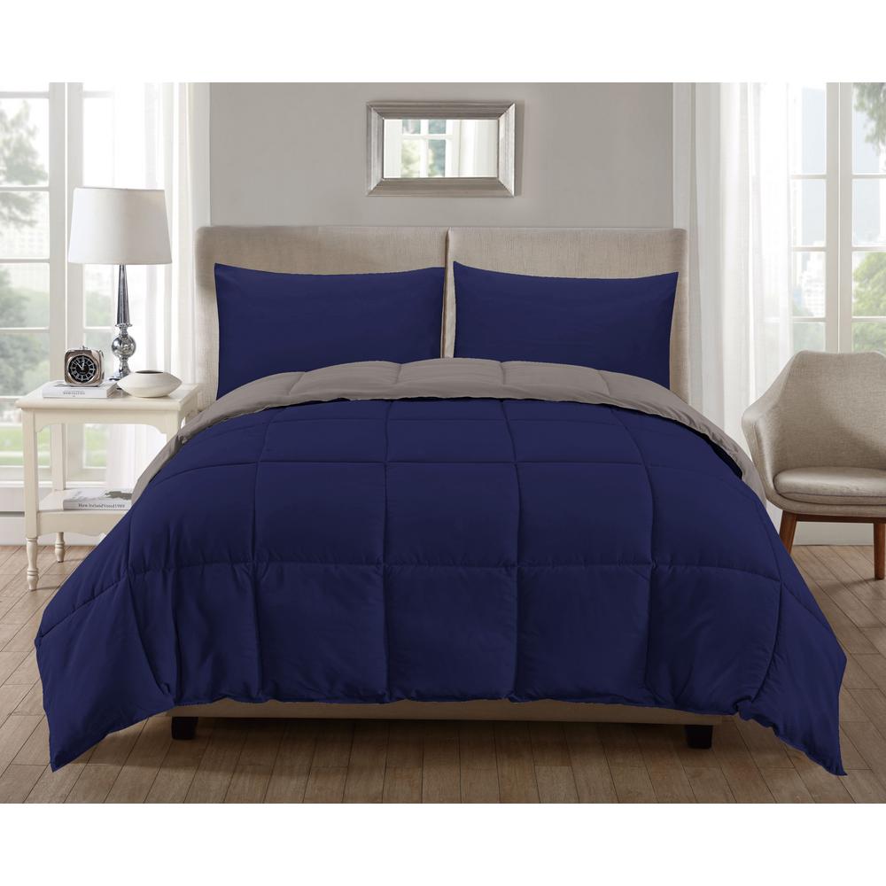 Duck River Jackson 3 Piece Navy Silver Full Comforter Set Jack 14134d 6 The Home Depot