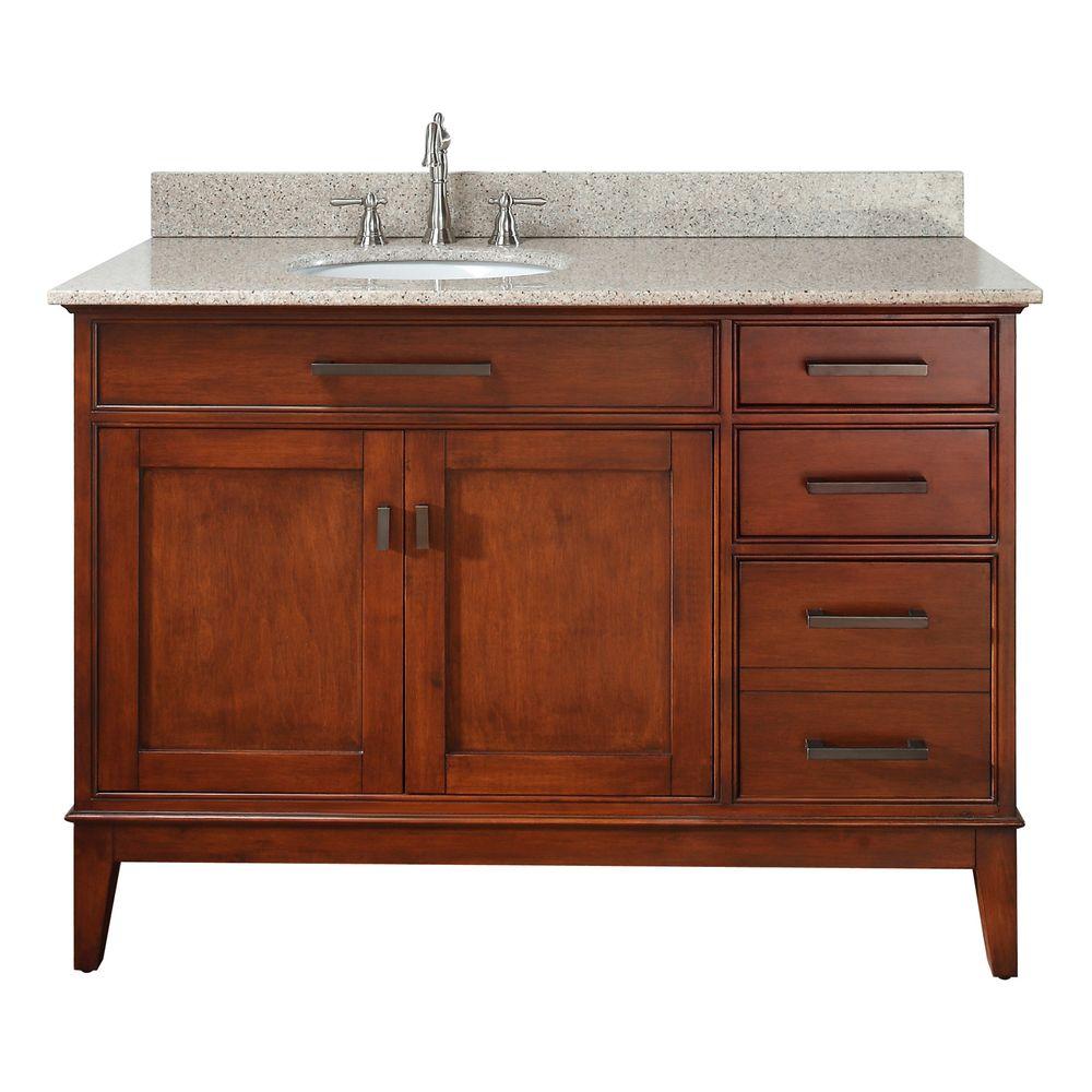 Pegasus Manhattan 49 in. Vanity in Tobacco with Granite Vanity Top in