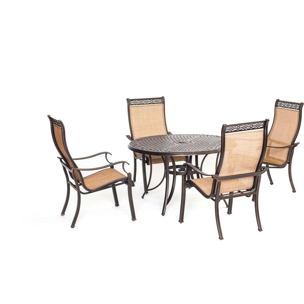Agio Somerset 5 Piece Aluminum Round Outdoor Dining Set With Cast Agio Somerset 5 Piece Aluminum Round Outdoor Dining Set With Cast Top Table