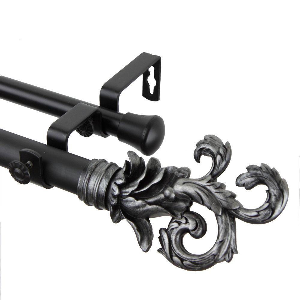 Rod Desyne 120 In 170 In 1 In Plume Double Curtain Rod Set In