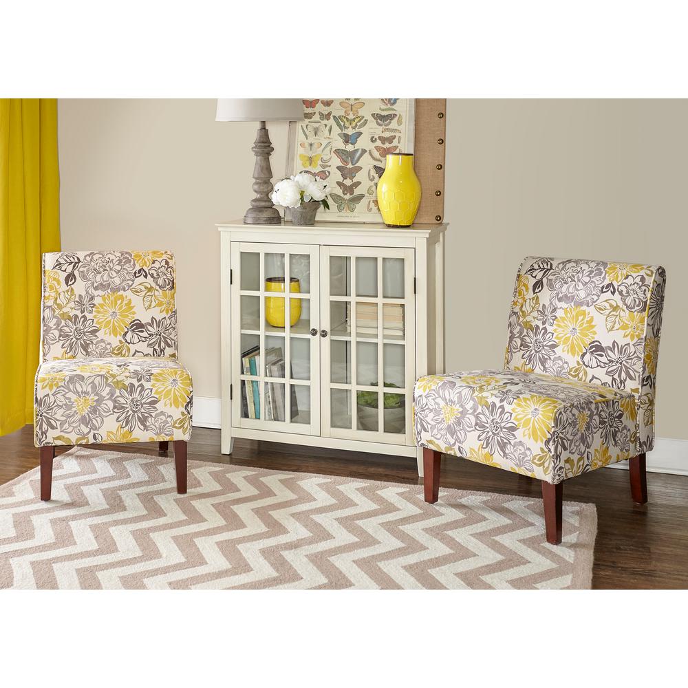 Linon Home Decor Lily Gray And Yellow Polyester Side Chair 36092brid Internet 207020809 Linon Home Decor Lily Gray And Yellow
