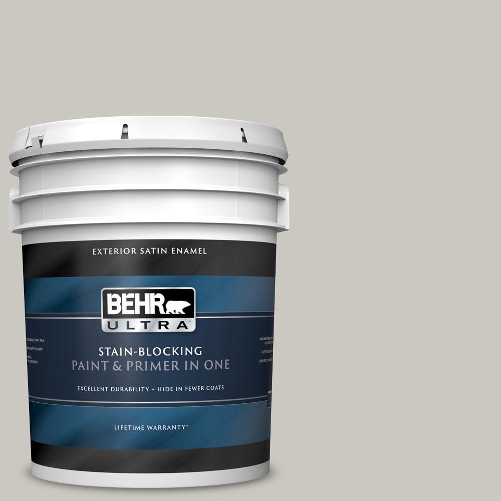 BEHR ULTRA 5 Gal. #PPU24-12 Whitewash Oak Satin Enamel Exterior Paint ...