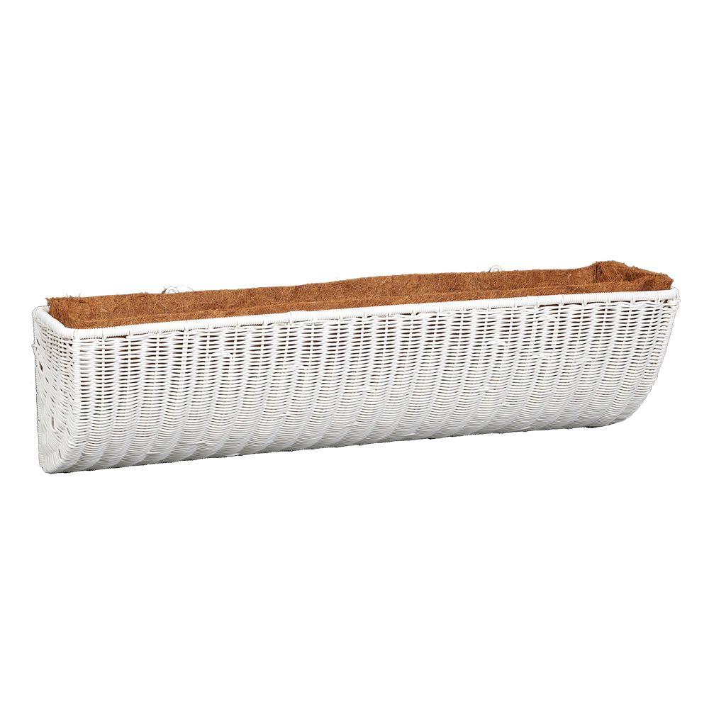 DMC 36 in. White Resin Wicker Wall Basket78365 The Home Depot