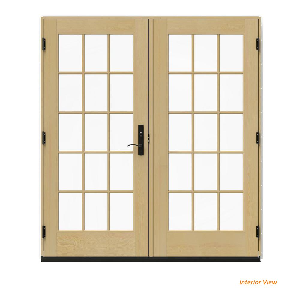JELDWEN 72 in. x 80 in. W4500 White Clad Wood RightHand 15 Lite French Patio Door w