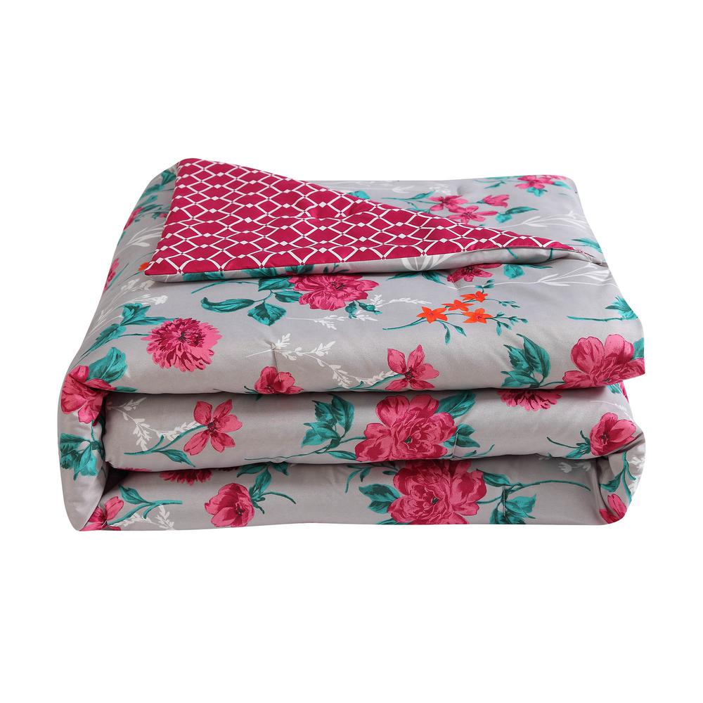 Kimley 7 Piece Pink Orange Teal Grey King Comforter Set Ymz007600