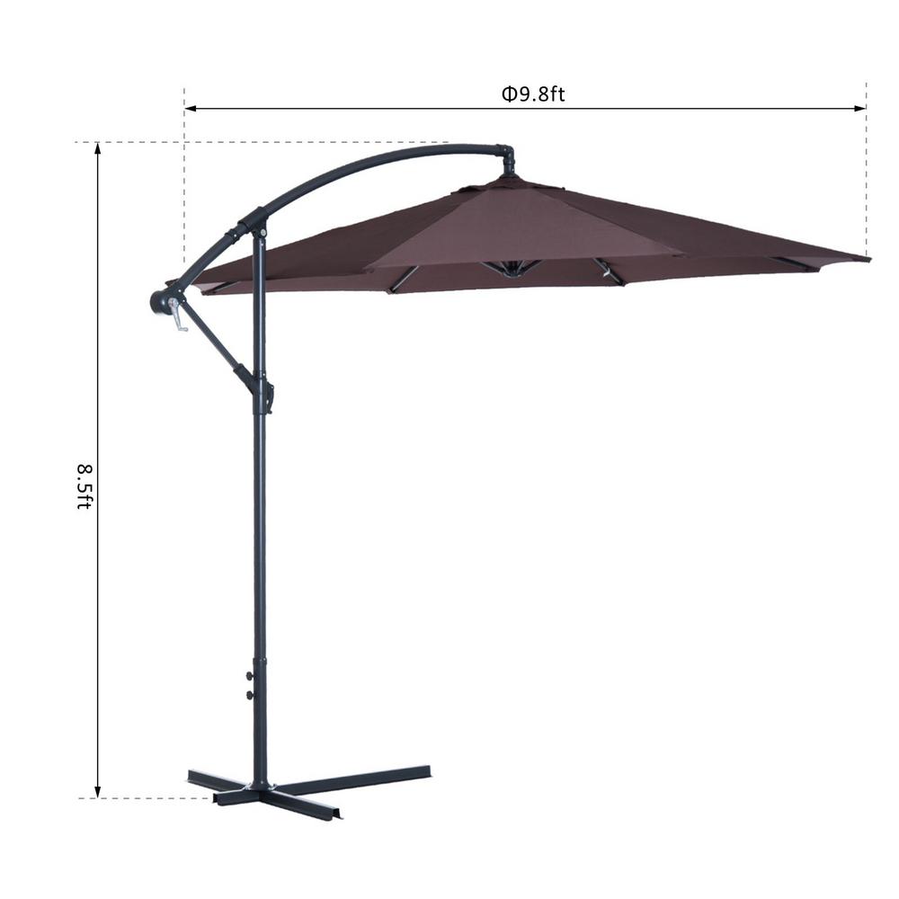 Outsunny 10 Ft Hanging Tilt Cantilever Offset Patio Umbrella With Uv And Water Fighting Material And A Sturdy Stand In Brown 01 0585 The Home Depot