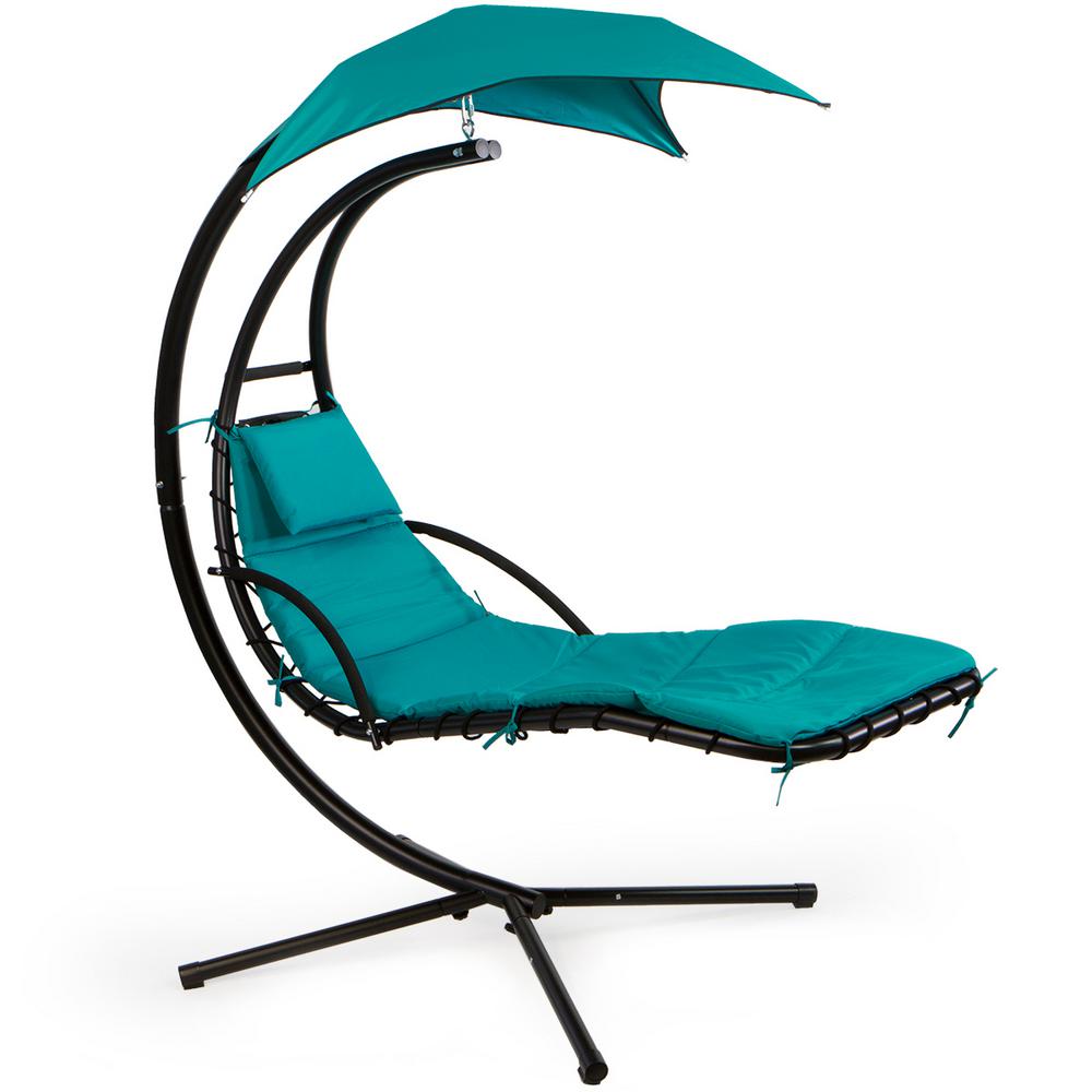 Barton Black Metal Outdoor Patio Chaise Lounge Floating Swing Chair