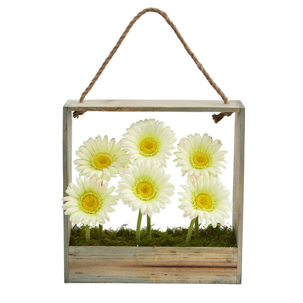 nearly natural gerber daisy garden artificial arrangement in hanging fram nearly natural gerber daisy garden artificial arrangement in hanging fram