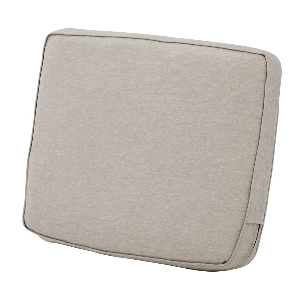 Classic Accessories Montlake FadeSafe Patio Lounge Back Cushion - 4" Thick - Heavy Duty Outdoor Patio Cushion with Water Resistant Backing, Heather Grey, 25"W x 20"H x 4"T