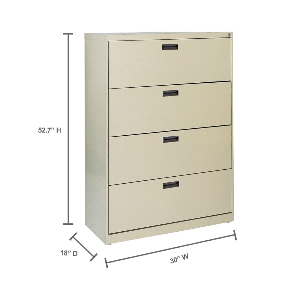 Sandusky 400 Series 50 5 In H X 30 In W X 18 In D Putty 4 Drawer Lateral File Cabinet E204l 07 The Home Depot