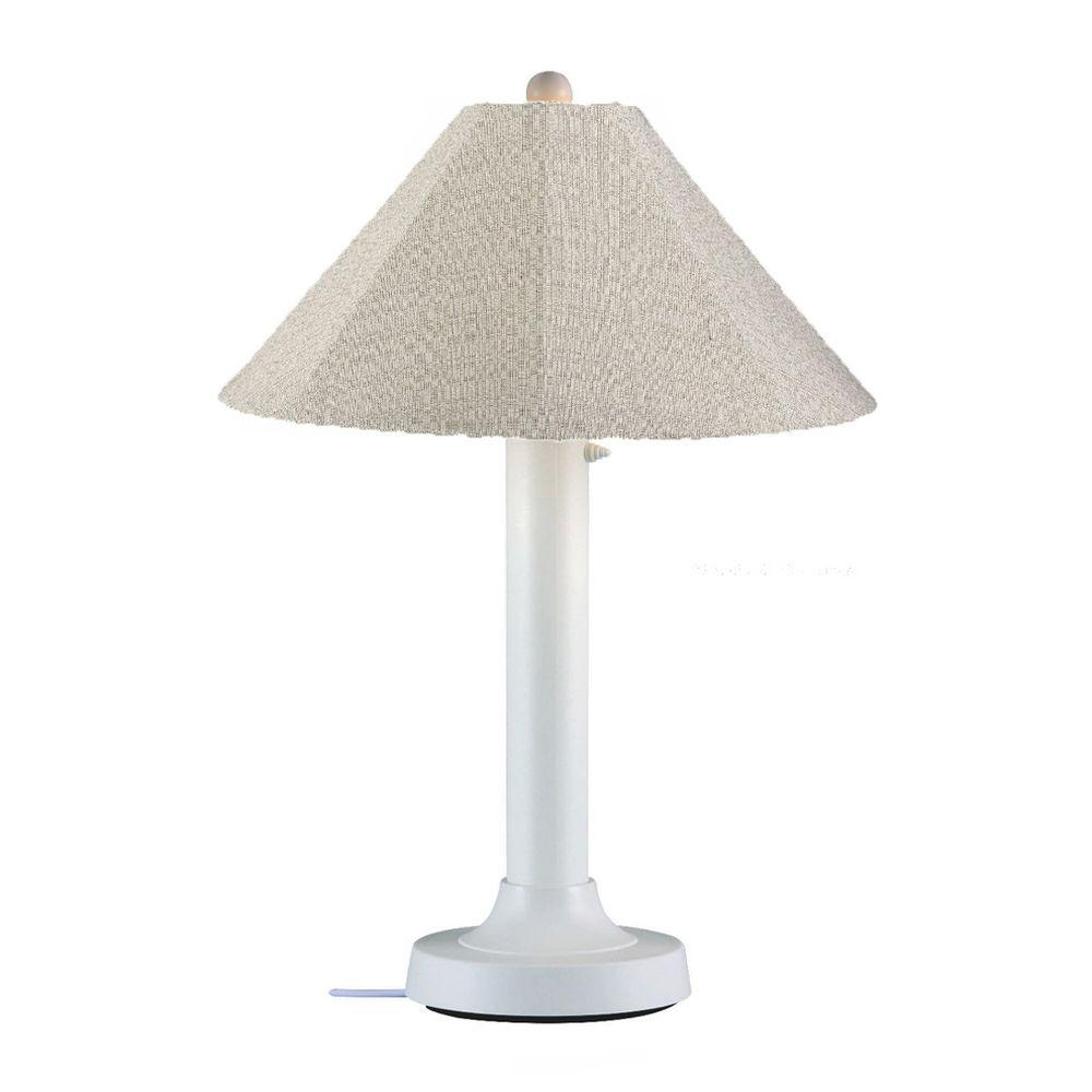 Patio Living Concepts Catalina 34 In White Outdoor Table Lamp With Patio Living Concepts Catalina 34 In White Outdoor Table Lamp With Silver Linen Shade