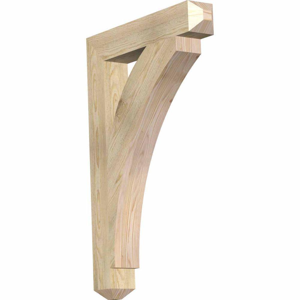 4 Width x 24 Depth x 24 Height Ekena Millwork BKT04X24X24THR04RWR Thorton Craftsman Rough Sawn Bracket Western Red Cedar