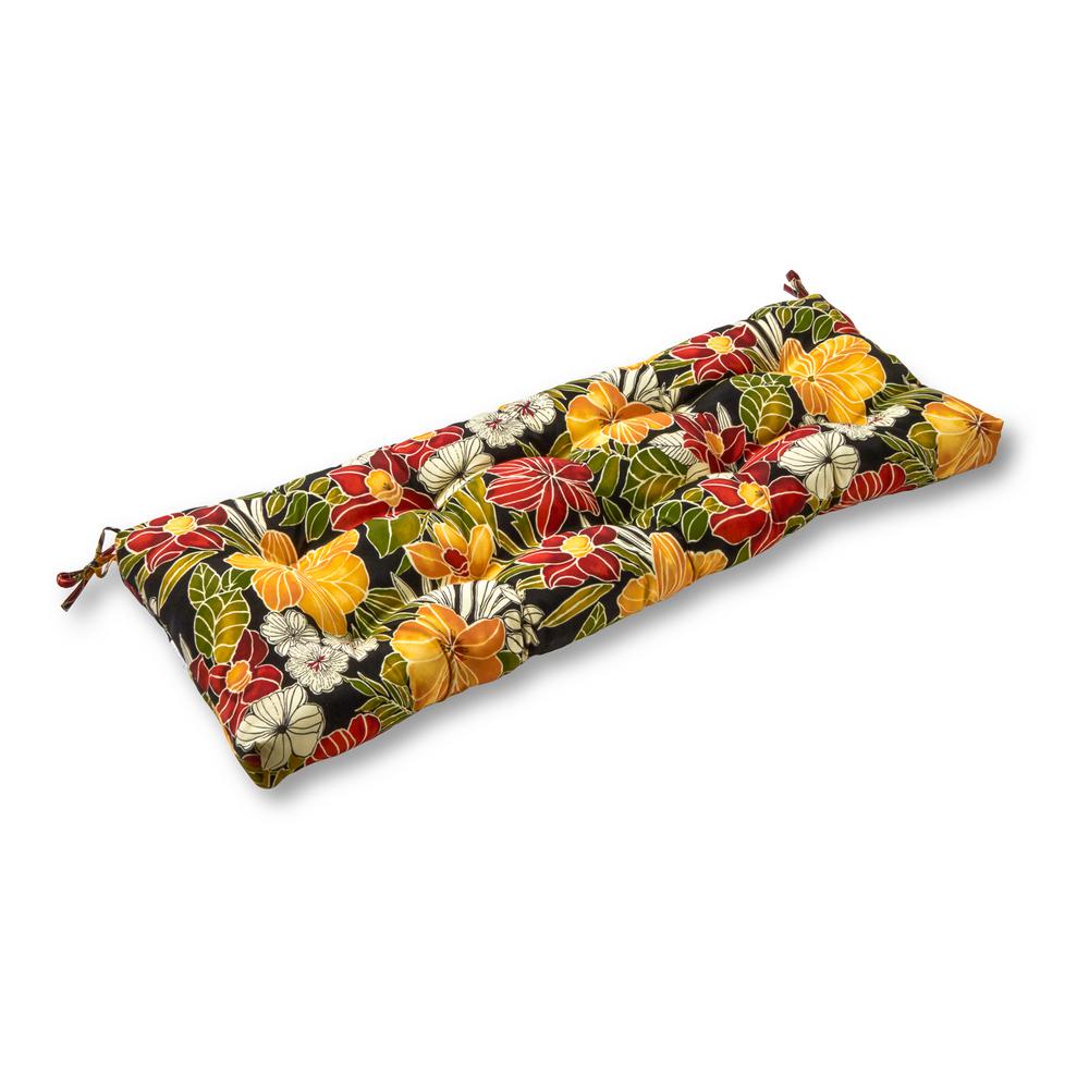 Aloha Floral Black Rectangle Outdoor Bench Swing Cushion Aloha Floral Black Rectangle Outdoor Bench Swing Cushion