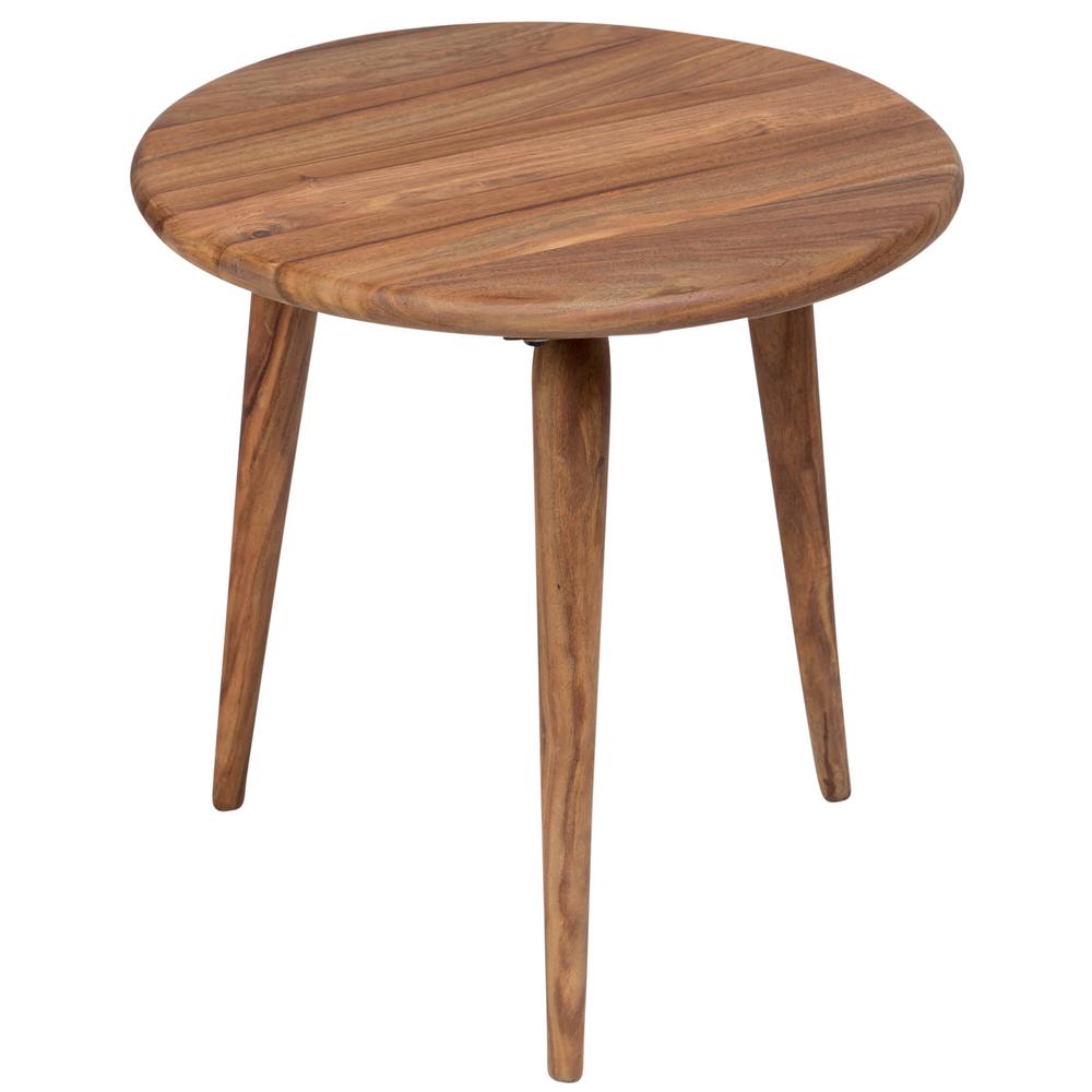 Porter Designs Urban Mid Century Modern Sheesham Wood Round End Table 05 117 08 1439 The Home Depot