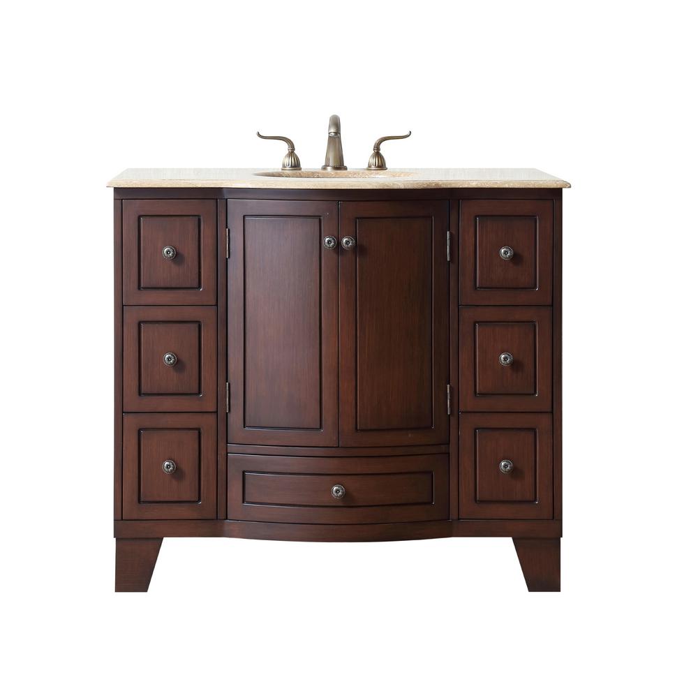 Stufurhome Grand Cheswick 40 In Vanity In Dark Cherry With Marble