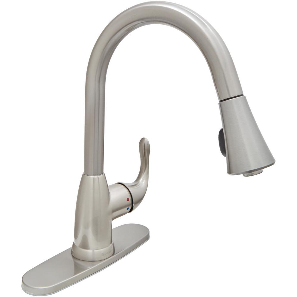 Glacier Bay Market Single Handle Pull Down Kitchen Faucet With Turbospray And Fastmount In Stainless Steel