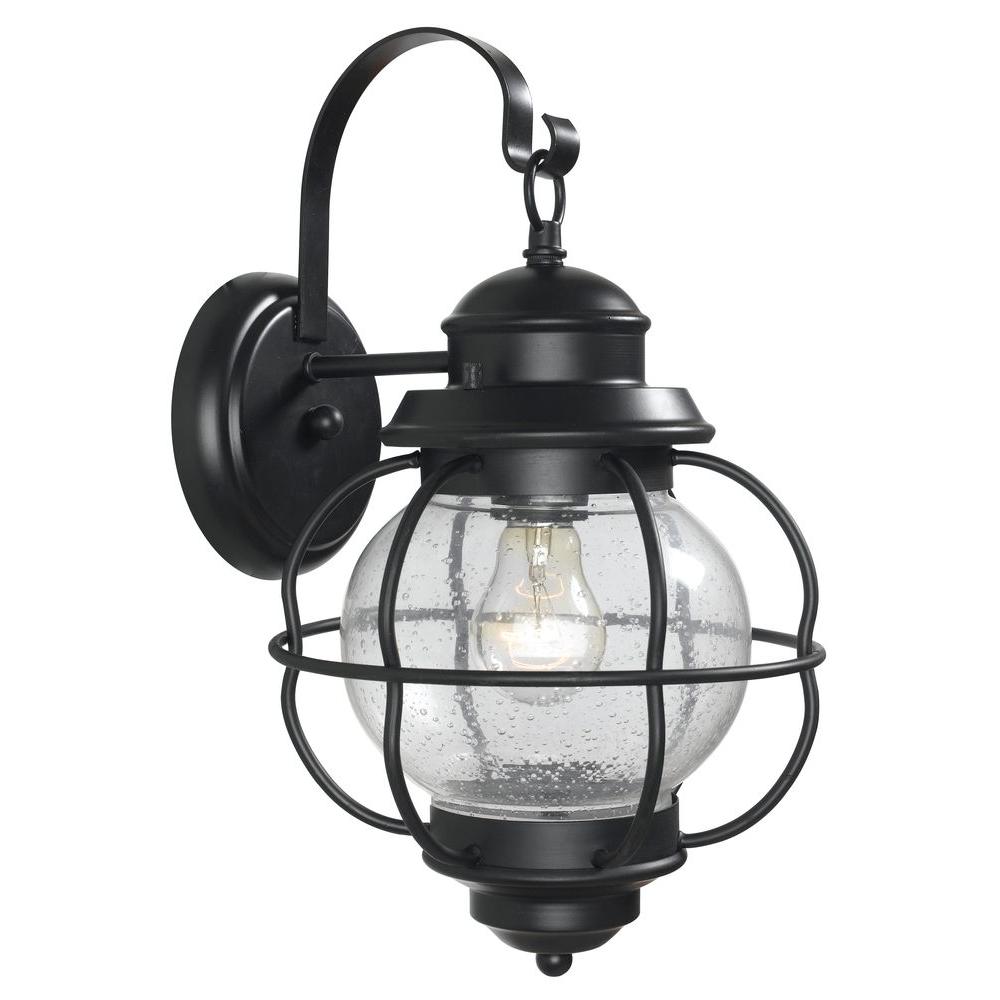 Blue Outdoor Wall Lighting The Home Depot Hatteras 1 Light Black Medium Wall Lantern